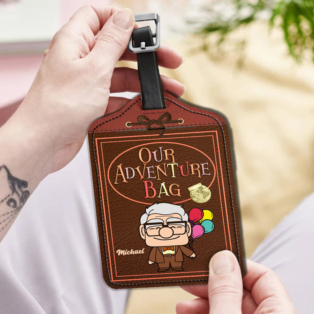 Personalized Leather Luggage Tag Custom Name Adventure Gift Leather Luggage Tag GradoCreations