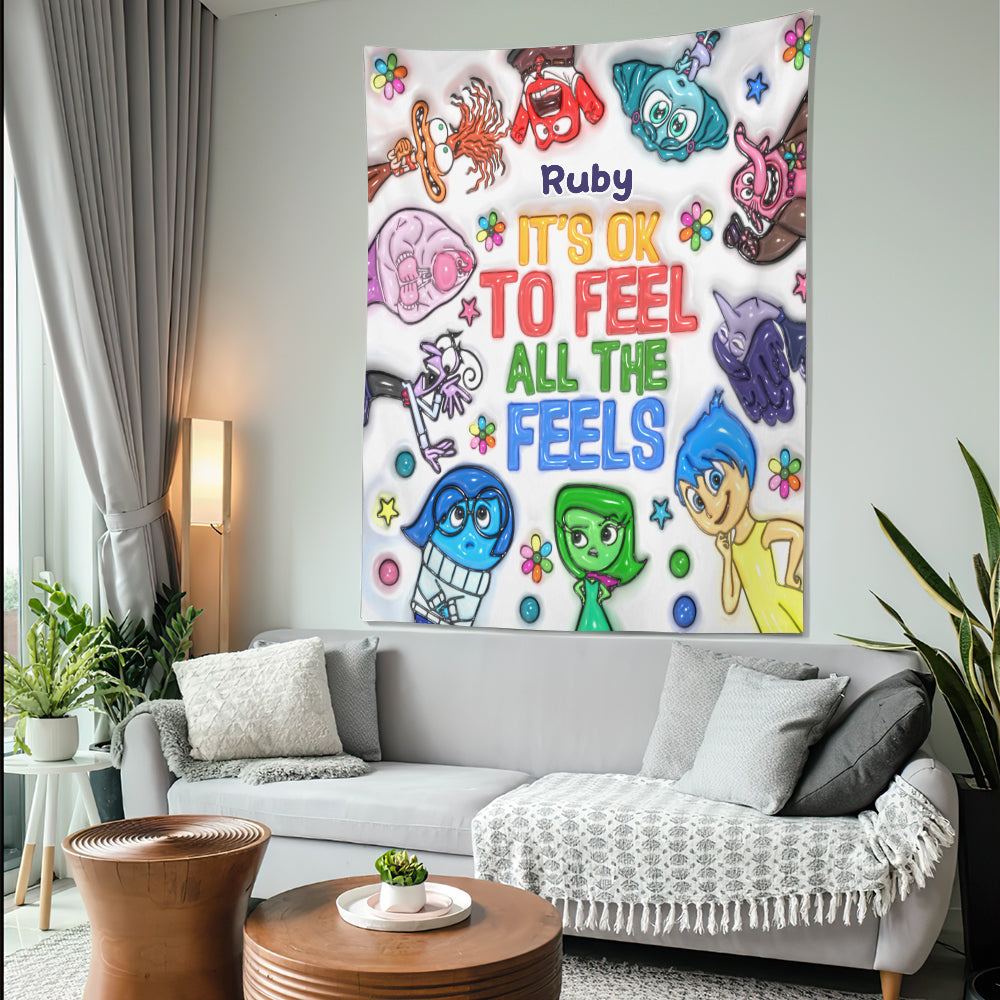 Personalized Wall Tapestry Custom Name It's Ok To Feel All The Feels Gift Wall Tapestry GradoCreations