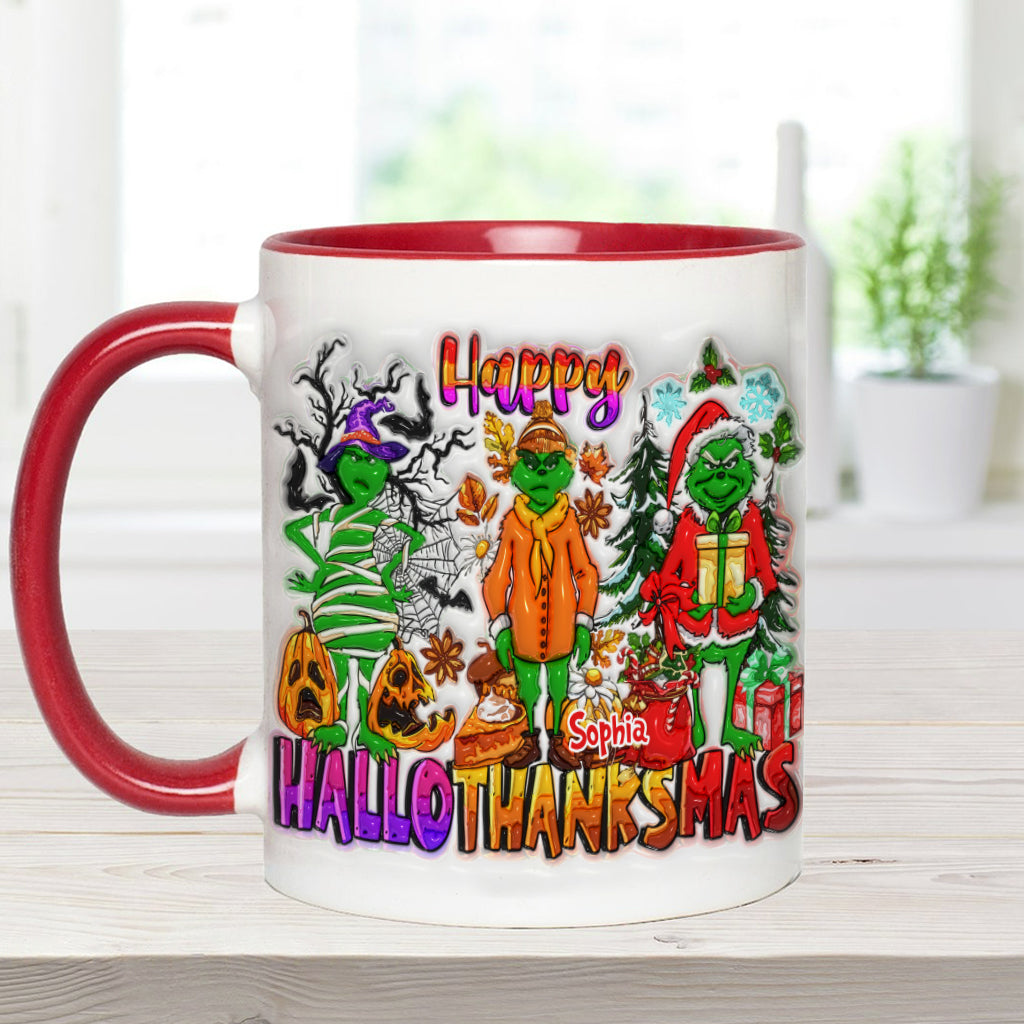 Personalized Grinch Accent Mug Custom Name Holiday Gift Accent Mug GradoCreations