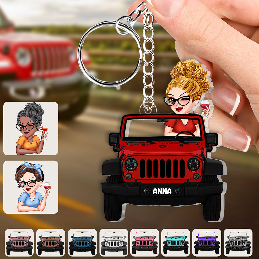 Personalized Acrylic Car Keychain Custom Name Gift for Her One-sided Custom Shaped Keychain GradoCreations