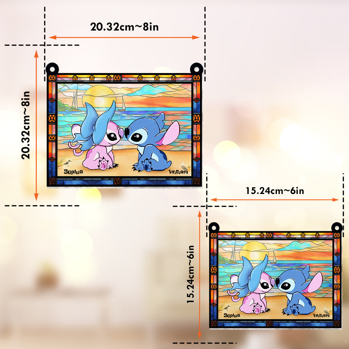 Personalized Ohana Window Hanging Suncatcher Ornament Gift Window Hanging Suncatcher Ornament GradoCreations