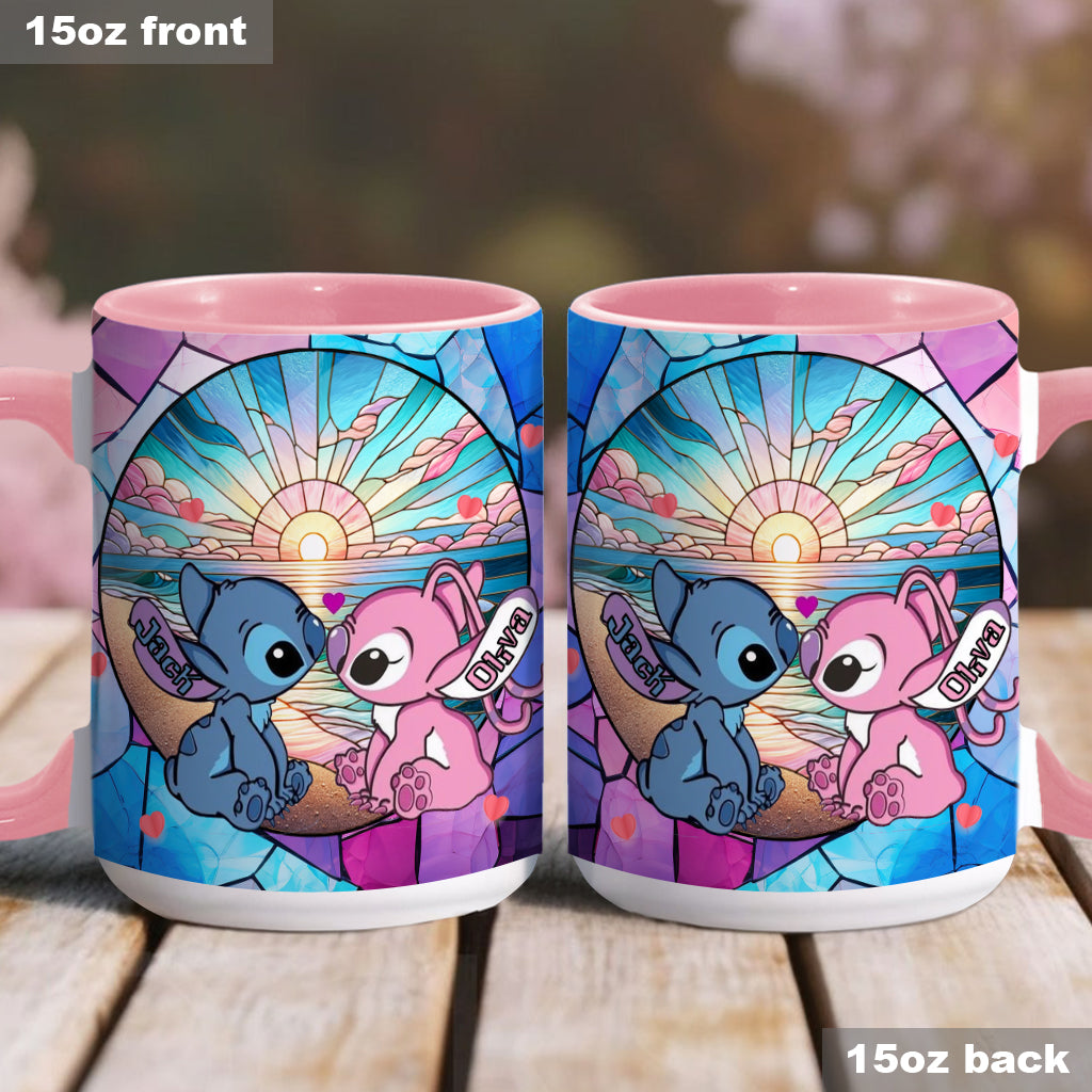 Personalized Ohana Accent Mug with Sunrise Beach Design Gift for Couples Accent Mug GradoCreations