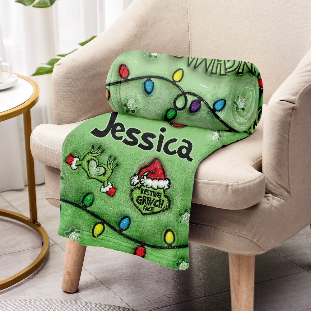 Personalized Merry Grinchmas Blanket Custom Name Gift for Christmas Blanket GradoCreations