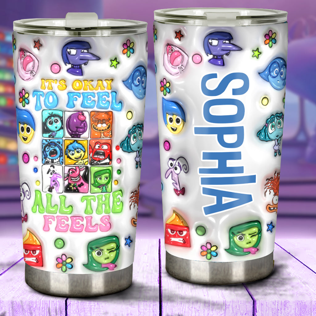 Personalized Tumbler It's Okay To Feel All The Feels Gift for Kids Tumbler GradoCreations