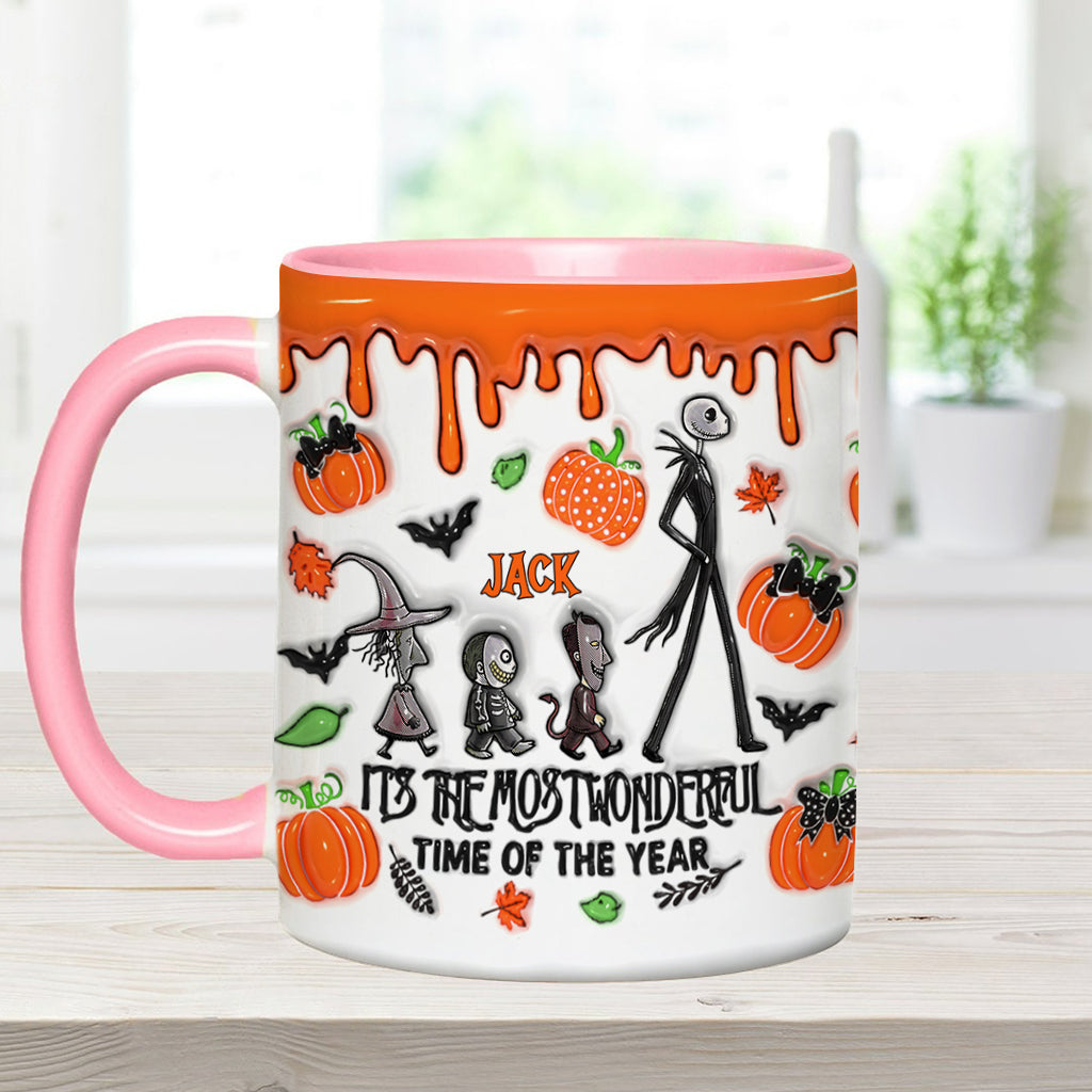 Personalized Autumn Skeleton Accent Mug Custom Name Gift Accent Mug GradoCreations
