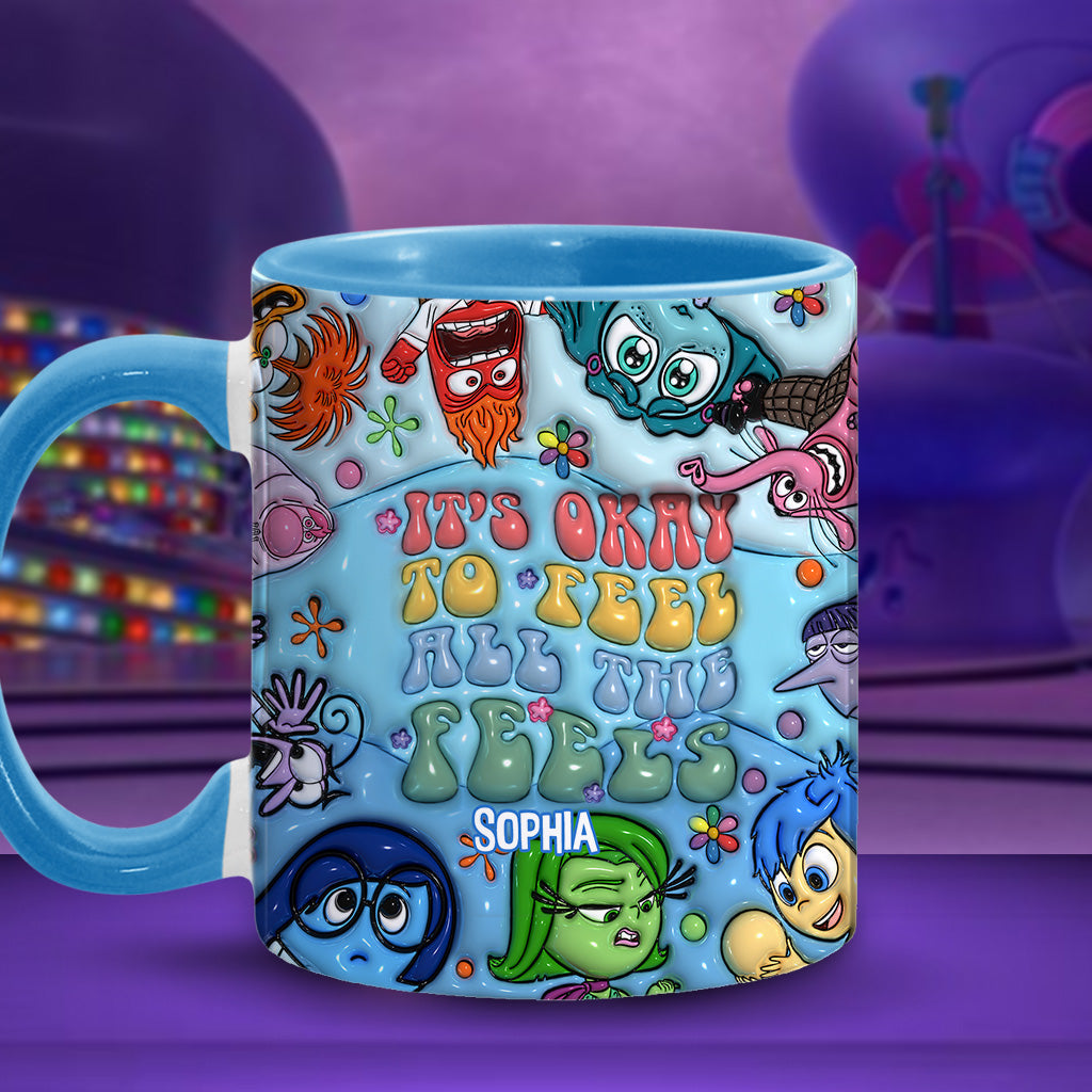 Personalized Ceramic Accent Mug 'It's Okay To Feel All The Feels' Gift for Kids Accent Mug GradoCreations