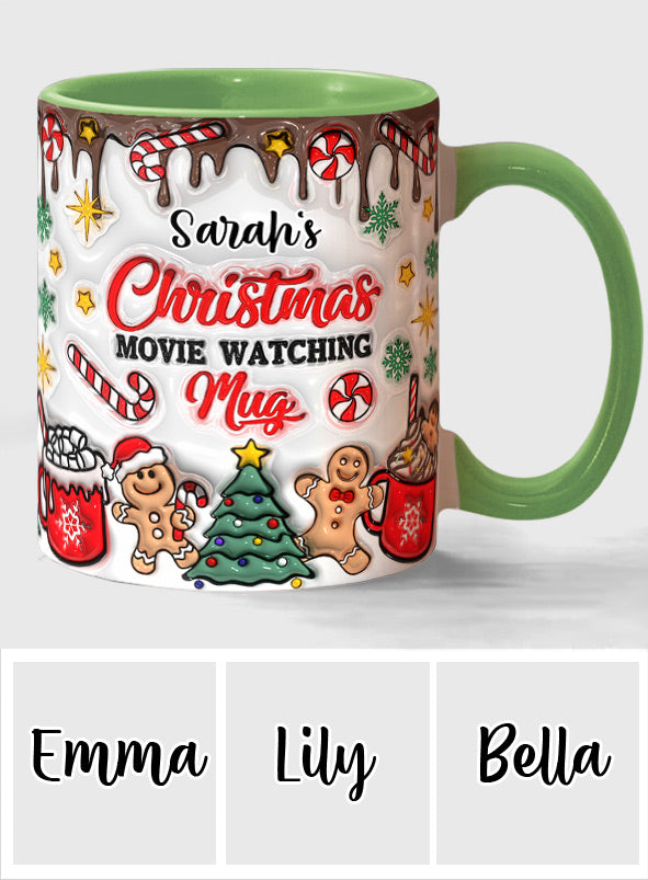 Personalized Christmas Movie Watching Mug Custom Name Gift Accent Mug GradoCreations