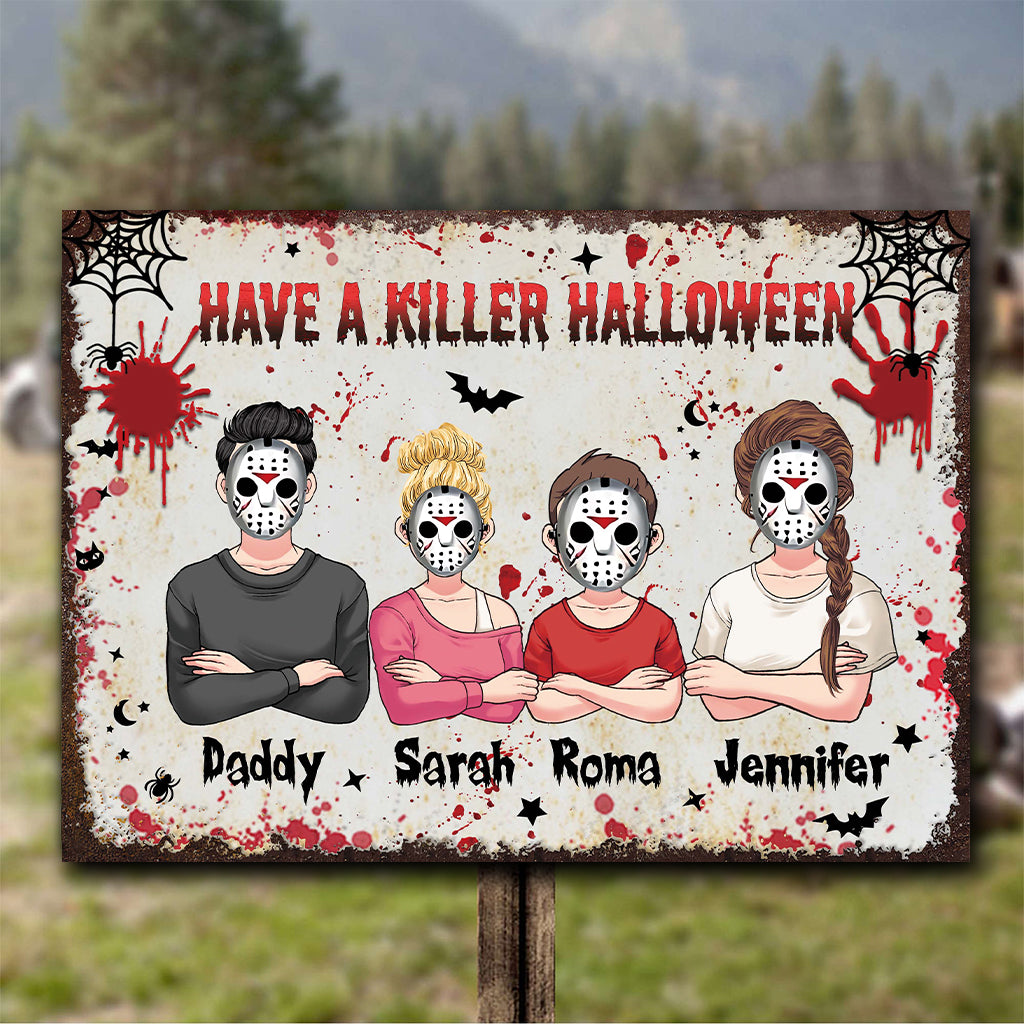 Personalized Halloween Family Metal Sign Custom Name Decor Rectangle Metal Sign GradoCreations