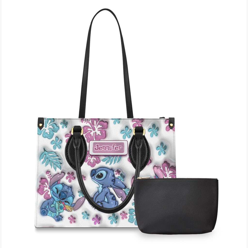 Personalized Leather Handbag with Floral Design Gift for Her Leather Handbag GradoCreations