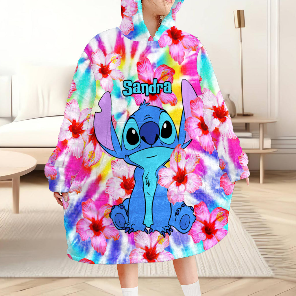 Personalized Tie Dye Blanket Hoodie with Name - Gift for Her Blanket Hoodie GradoCreations