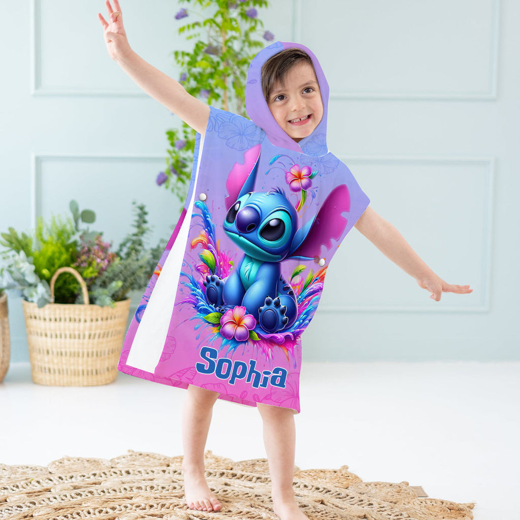 Personalized Kid Hooded Towel Poncho with Name for Beach Fun Kid Hooded Towel Poncho GradoCreations