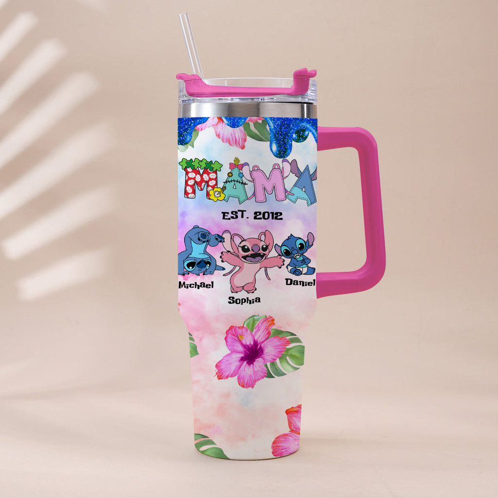 Personalized Ohana Tumbler with Handle Custom Name Gift for Mom Tumbler With Handle GradoCreations