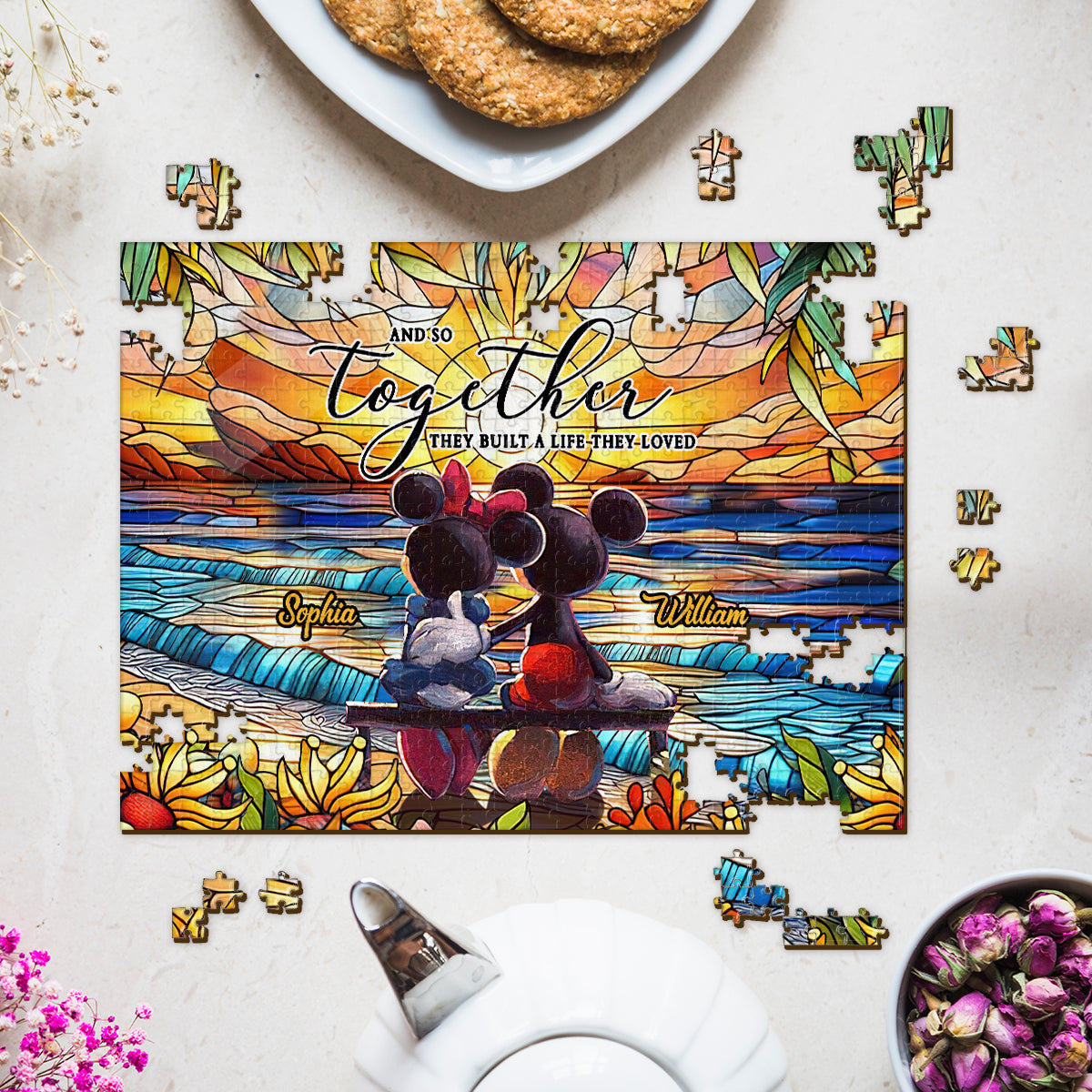 Personalized Couple Jigsaw Puzzle Unique Gift for Engagement Anniversary Jigsaw Puzzle GradoCreations