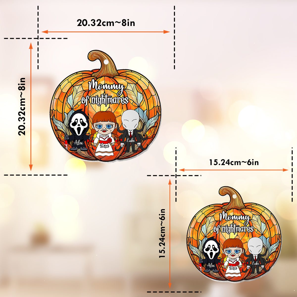 Personalized Pumpkin Suncatcher Ornament for Mom | Unique Home Decor Window Hanging Suncatcher Ornament GradoCreations