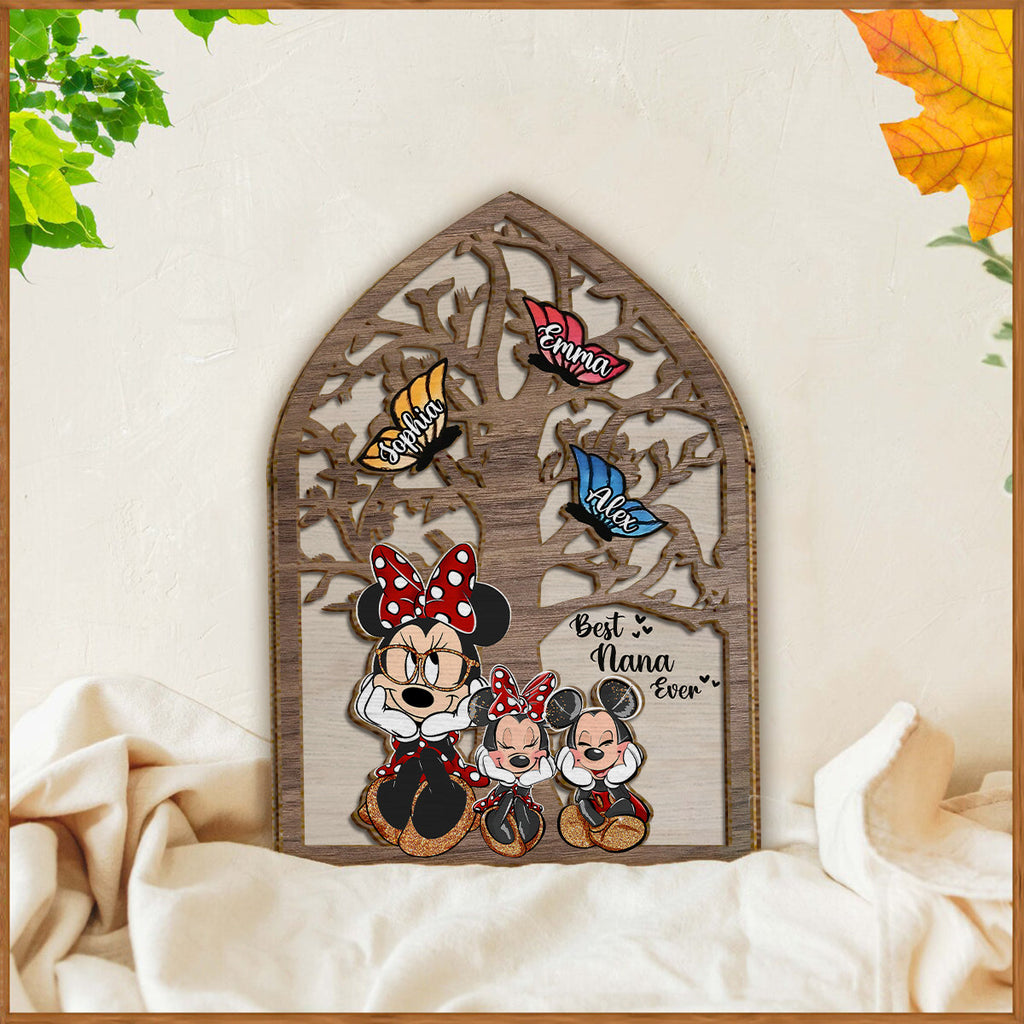 Personalized Best Nana Ever Mouse Ears 2-Layered Wood Sign Gift 2 Layered Wood Sign GradoCreations