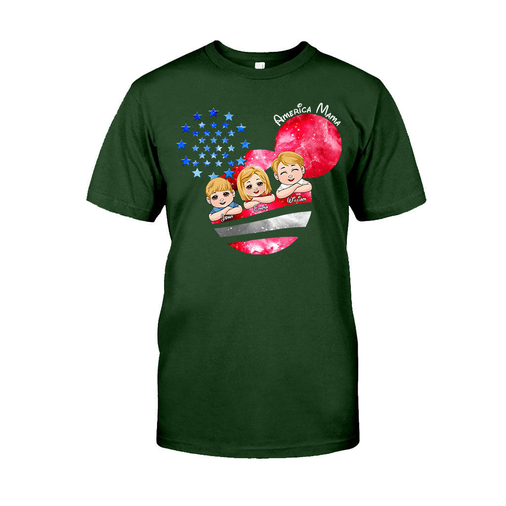 Personalized America Mama T-Shirt & Hoodie Custom Family Gift T-shirt & Hoodie GradoCreations