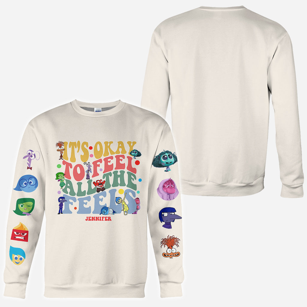 Personalized All Over Shirt for Kids - It's Ok to Feel All the Feels Gift Idea All Over Shirt GradoCreations
