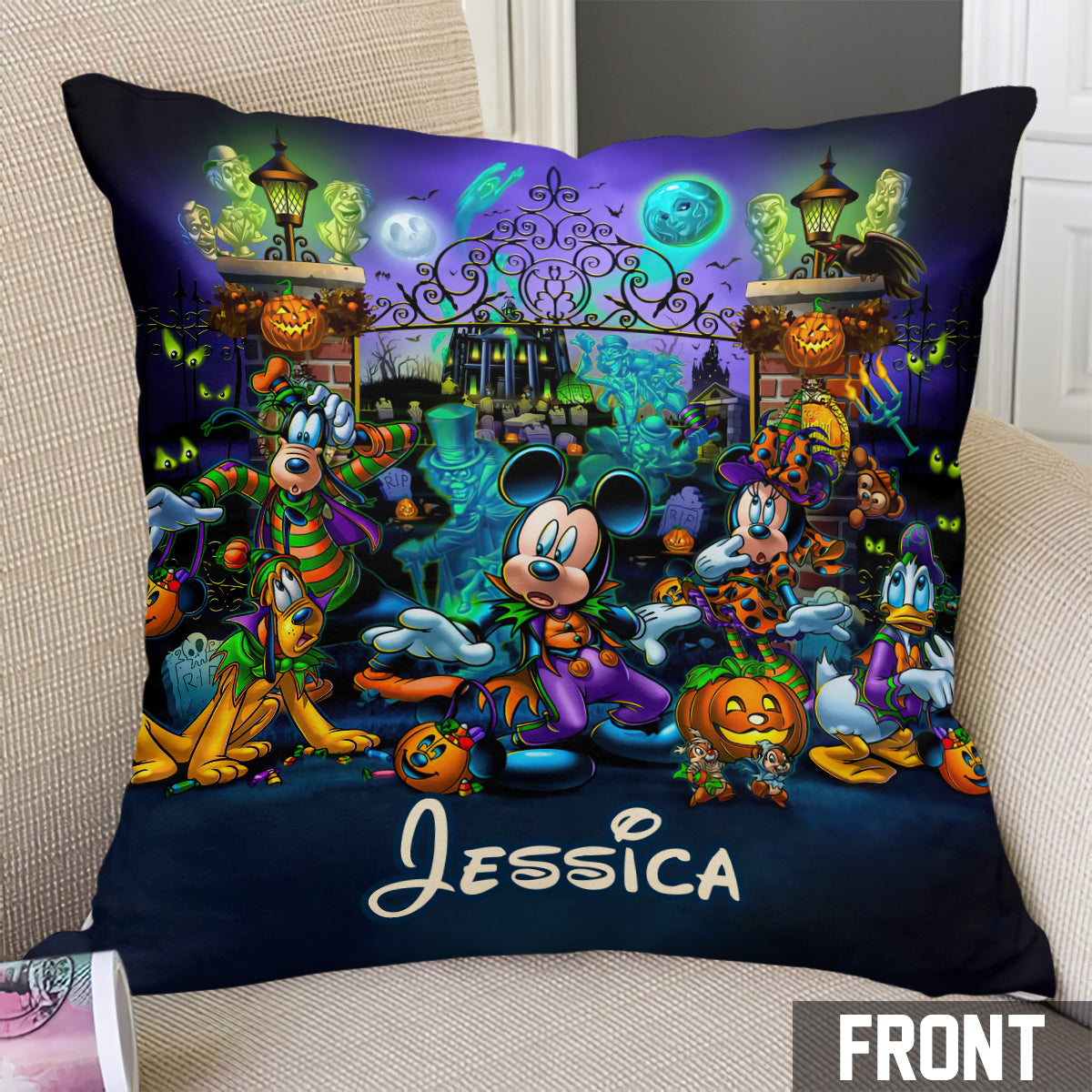 Personalized Halloween Throw Pillow with Custom Name for Kids Throw Pillow GradoCreations