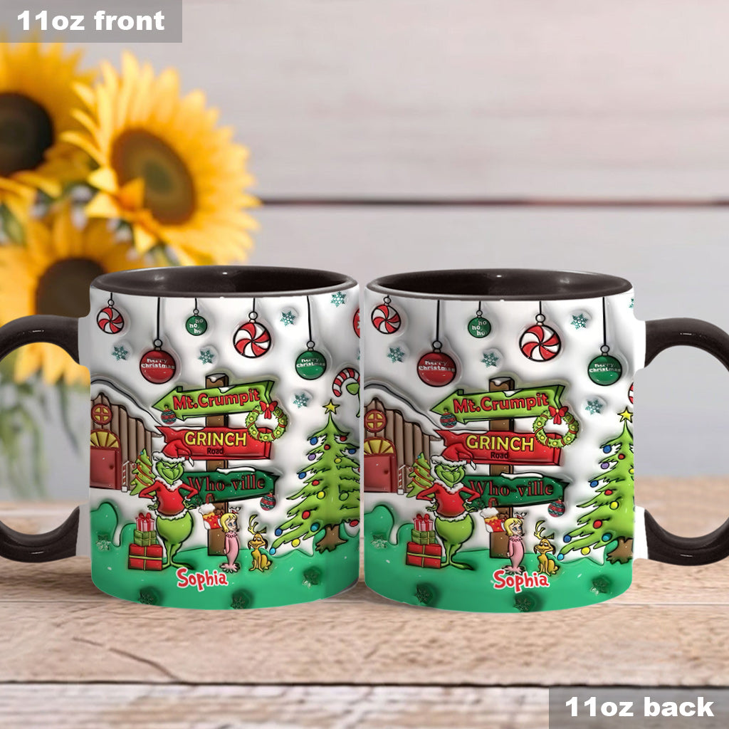 Personalized Christmas Accent Mug Grinch Design Custom Name Gift Accent Mug GradoCreations