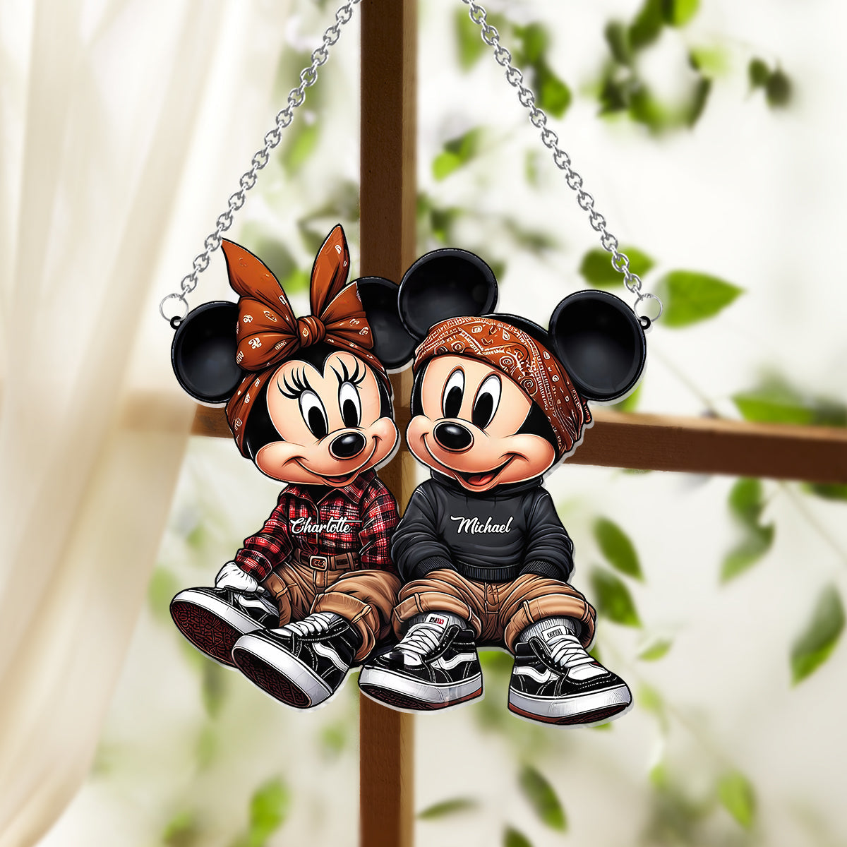 Personalized Mouse Couple Suncatcher Ornament Custom Gift for Couples Window Hanging Suncatcher Ornament GradoCreations