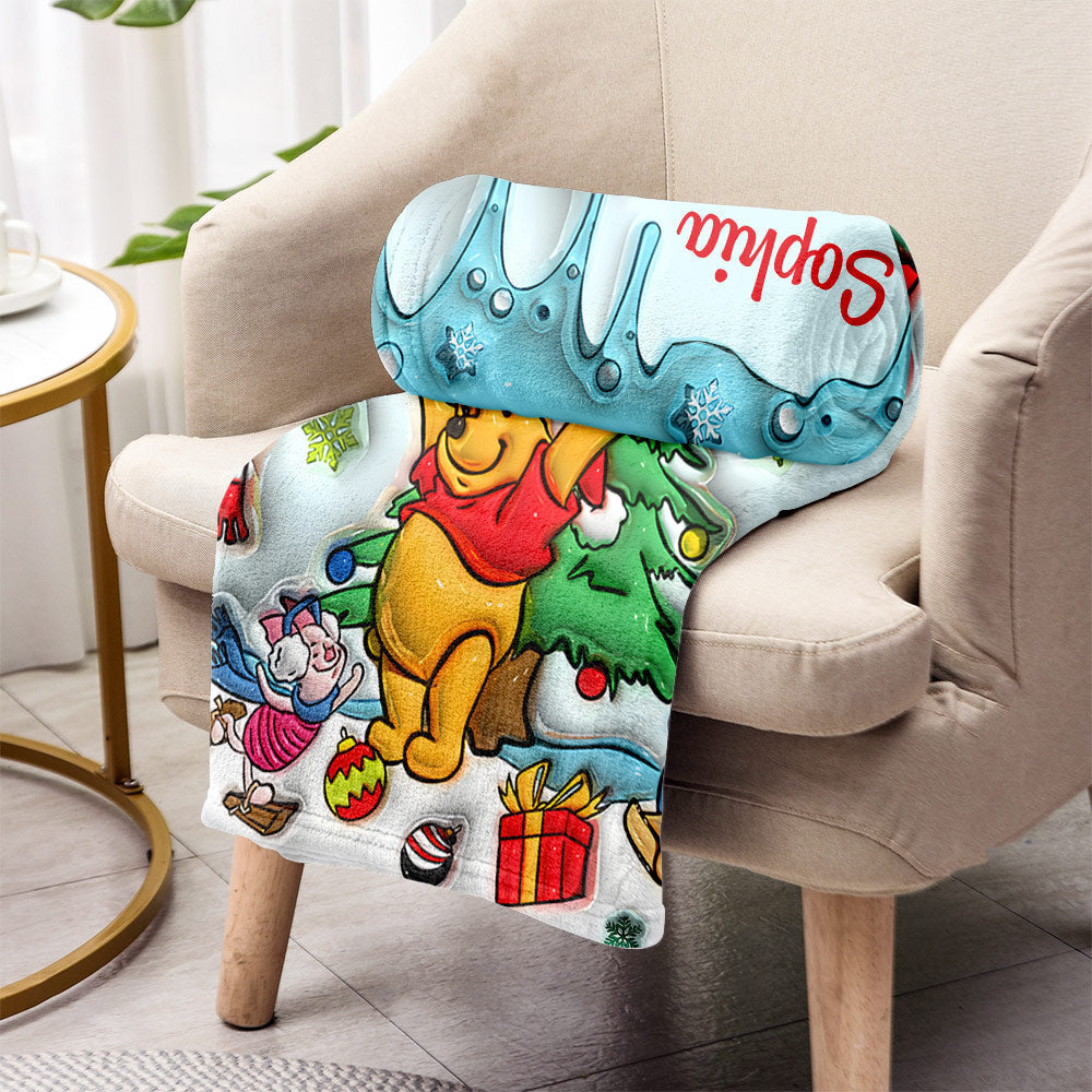 Personalized Holiday Blanket with Disney Characters Custom Name Gift for Kids Blanket GradoCreations