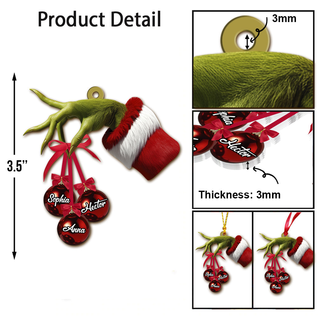 Personalized Grinch Family Ornament Custom Names for Christmas Ornament GradoCreations