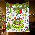 Personalized Christmas Blanket with Snowflakes & Grinch Design for Grandma Blanket GradoCreations
