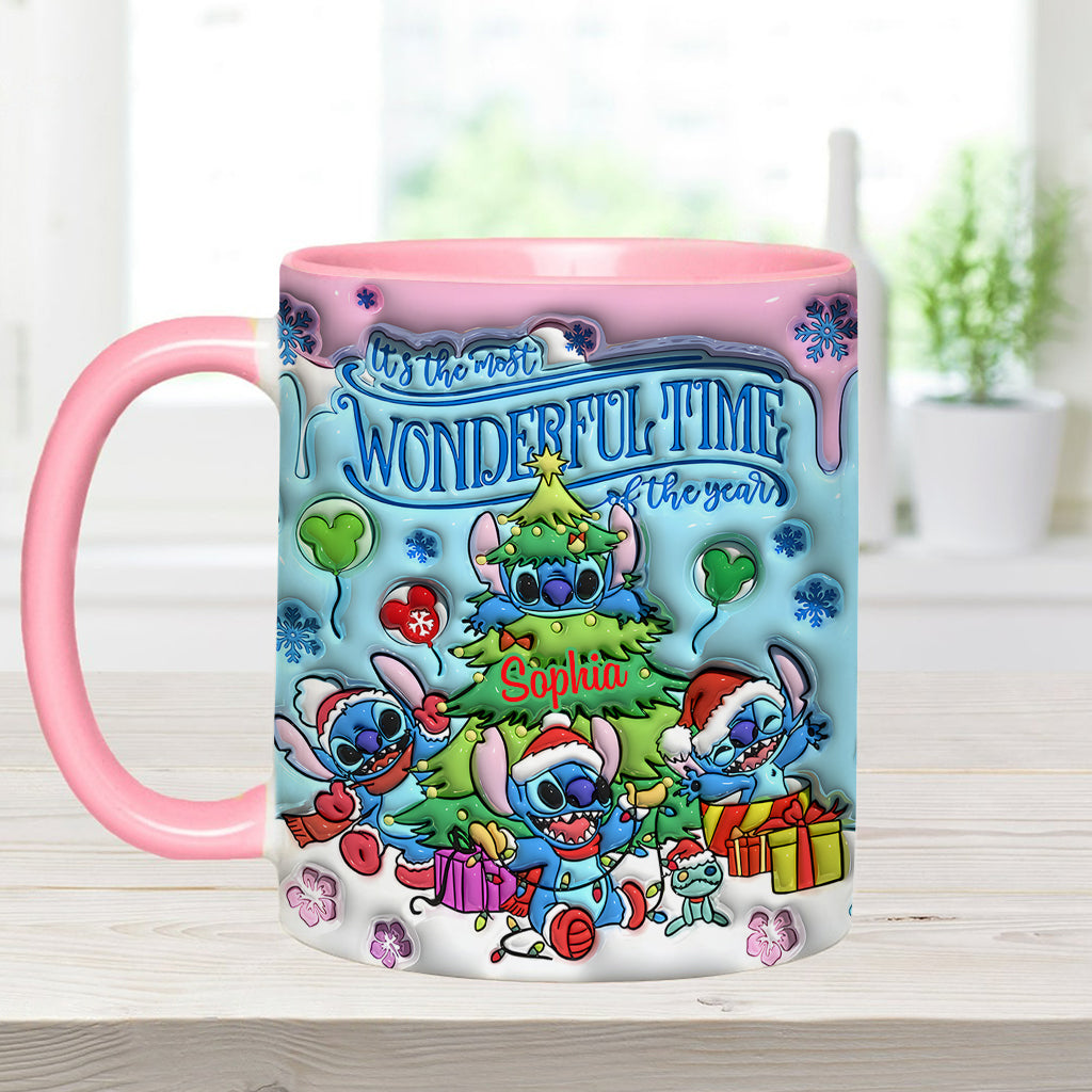 Personalized Merry Stitchmas Accent Mug Custom Name Gift for Christmas Accent Mug GradoCreations