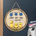 Personalized Round Wood Sign Wash Dry Fold Design Gift for Family Round Wood Sign GradoCreations