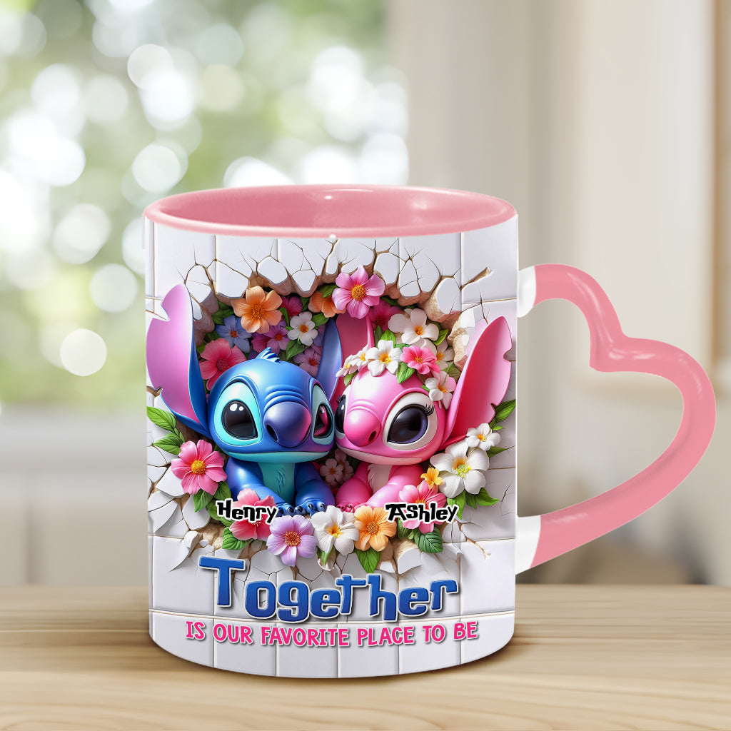 Personalized Heart Handle Mug Custom Names Couples Gift Heart Handle Mug GradoCreations