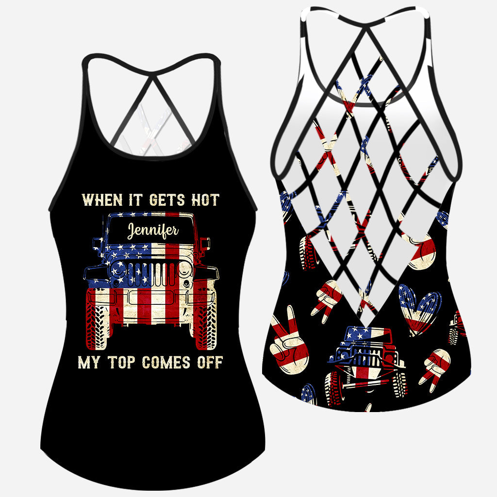 Personalized Cross Tank Top USA Flag Design Custom Name Gift Cross Tank Top GradoCreations