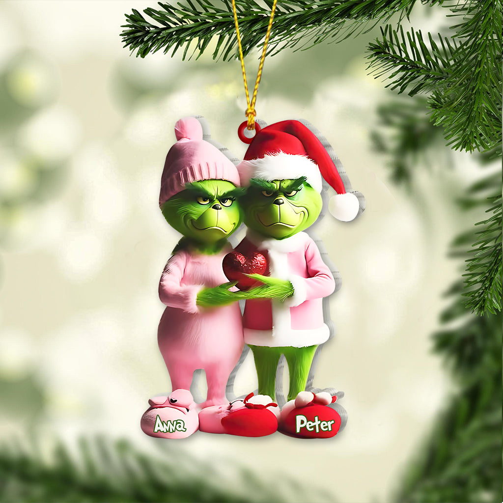 Personalized Grinchy Couple Christmas Ornament Gift Ornament GradoCreations
