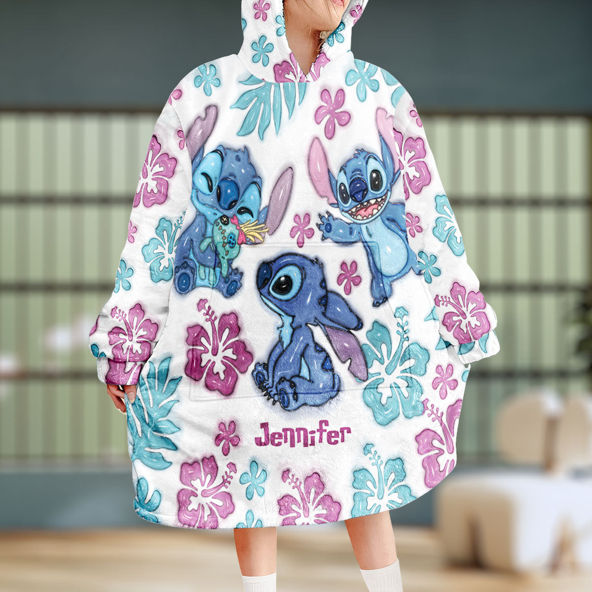 Personalized Ohana Blanket Hoodie Ultra-Soft Custom Gift for Kids Blanket Hoodie GradoCreations