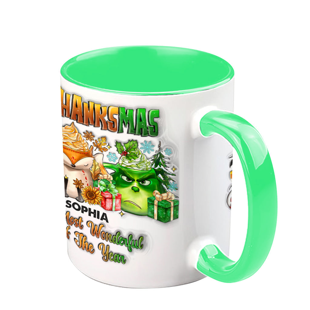 Personalized Hallothanksmas Accent Mug Custom Name Gift Accent Mug GradoCreations