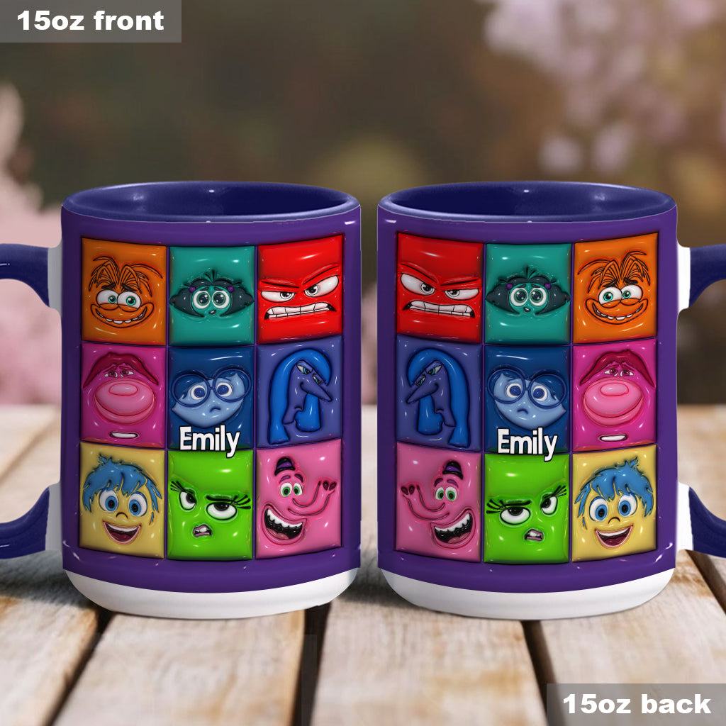 Personalized Accent Mug with Emotion Faces Custom Name Gift Accent Mug GradoCreations