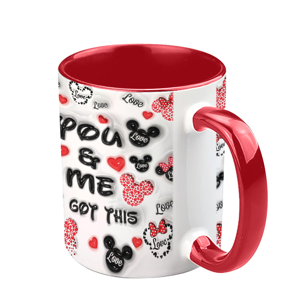 Personalized Accent Mug You & Me Kissing Mickey Minnie Gift for Couple Accent Mug GradoCreations