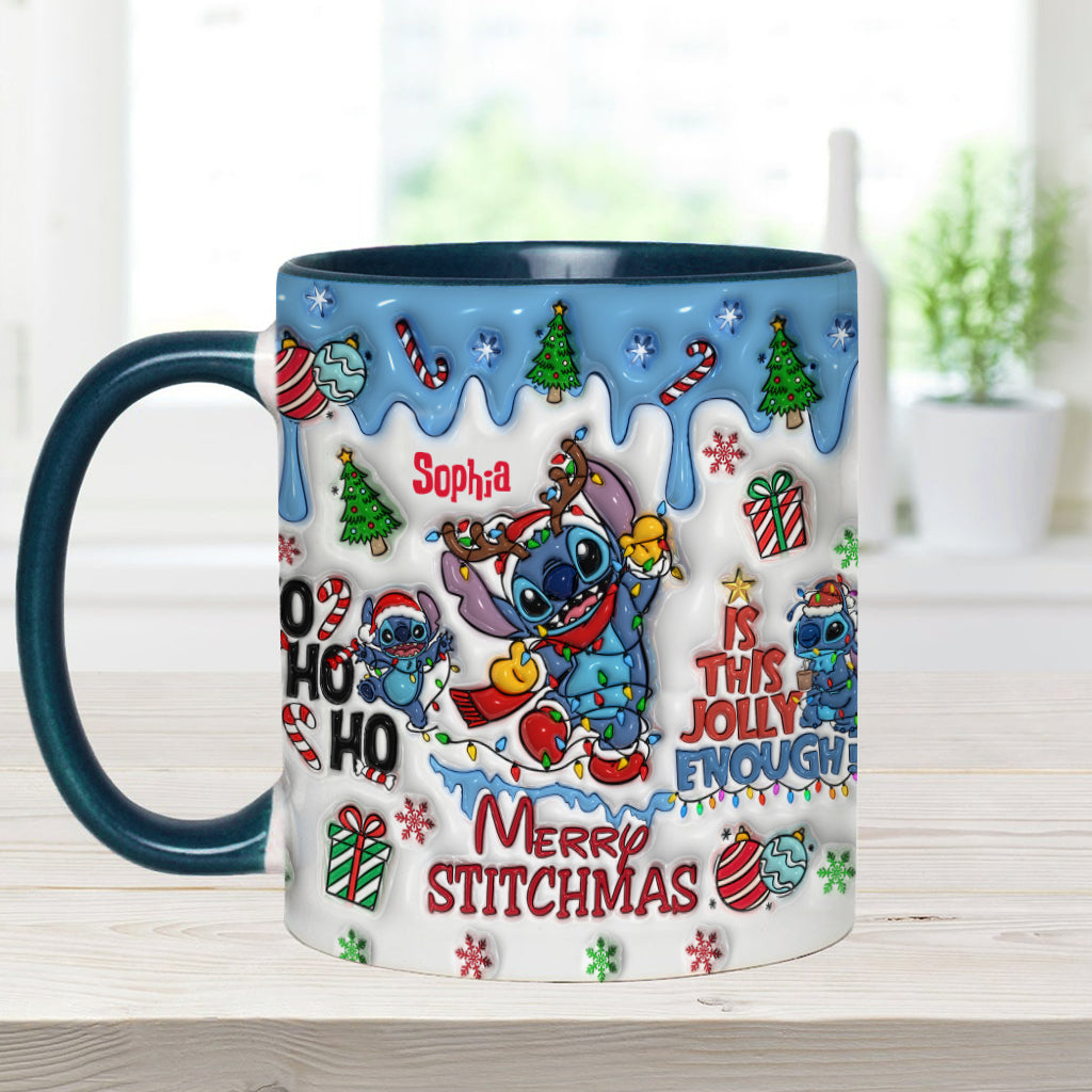 Personalized Merry Stitchmas Accent Mug Custom Name Gift Accent Mug GradoCreations