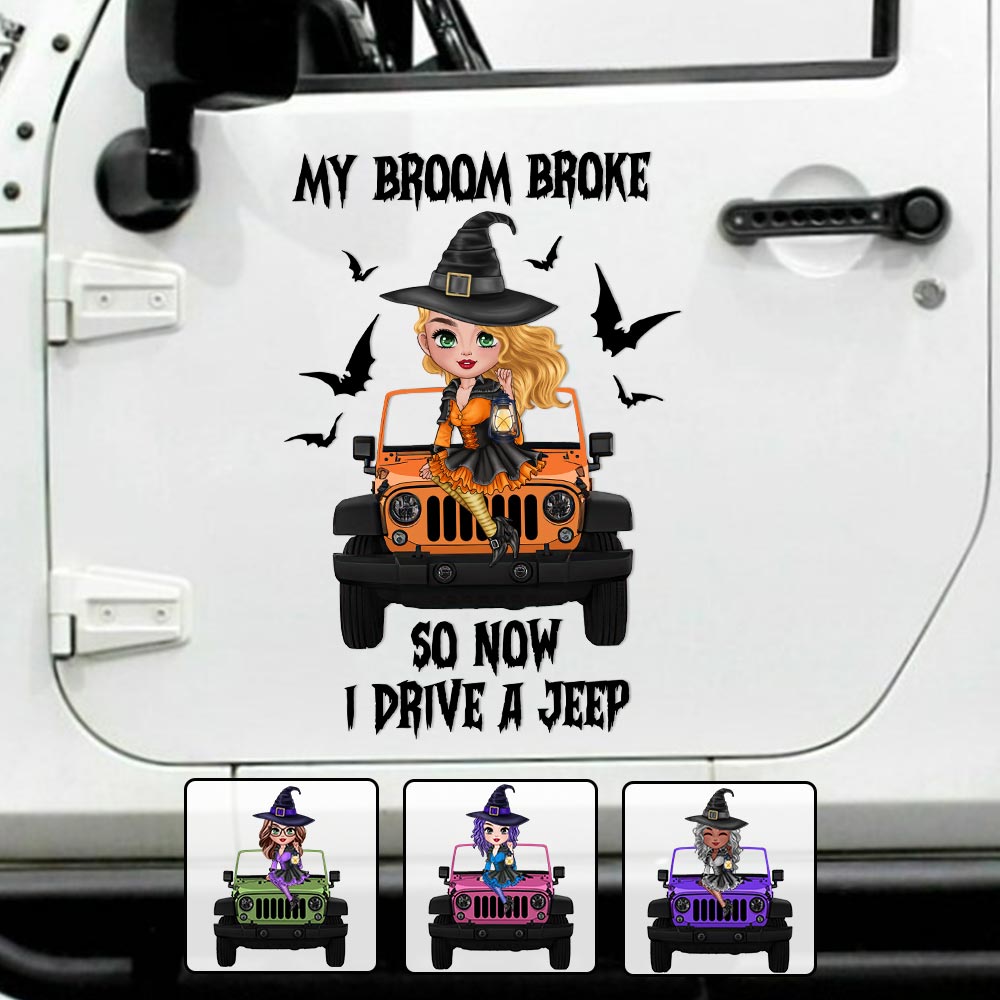 Personalized Witch Decal for Car, Jeep, Halloween Gift Decal Full GradoCreations