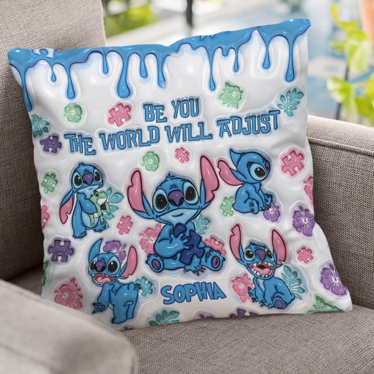 Personalized Autism Awareness Throw Pillow Custom Name Gift Throw Pillow GradoCreations