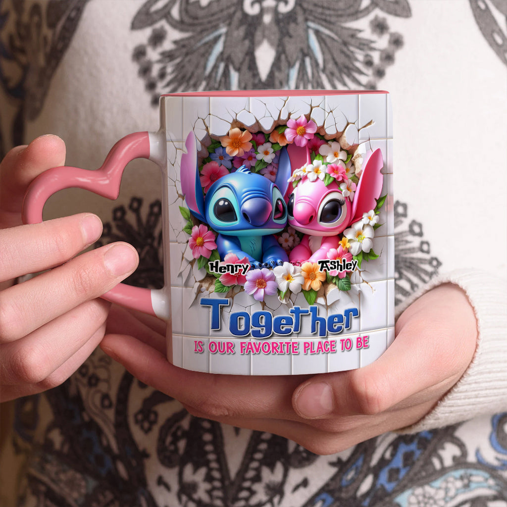 Personalized Heart Handle Mug Custom Names Couples Gift Heart Handle Mug GradoCreations
