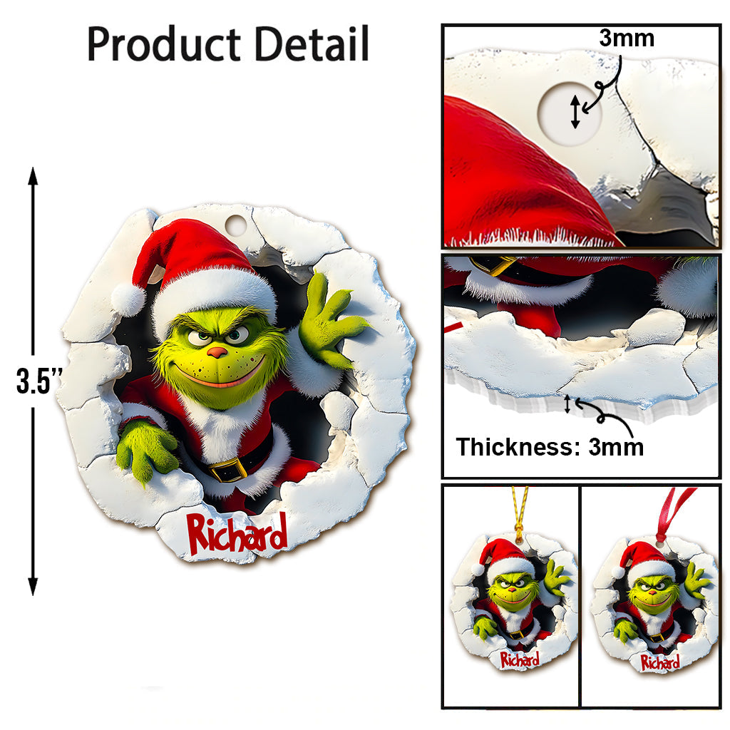 Personalized Grinch Christmas Ornament Custom Name Gift Ornament GradoCreations