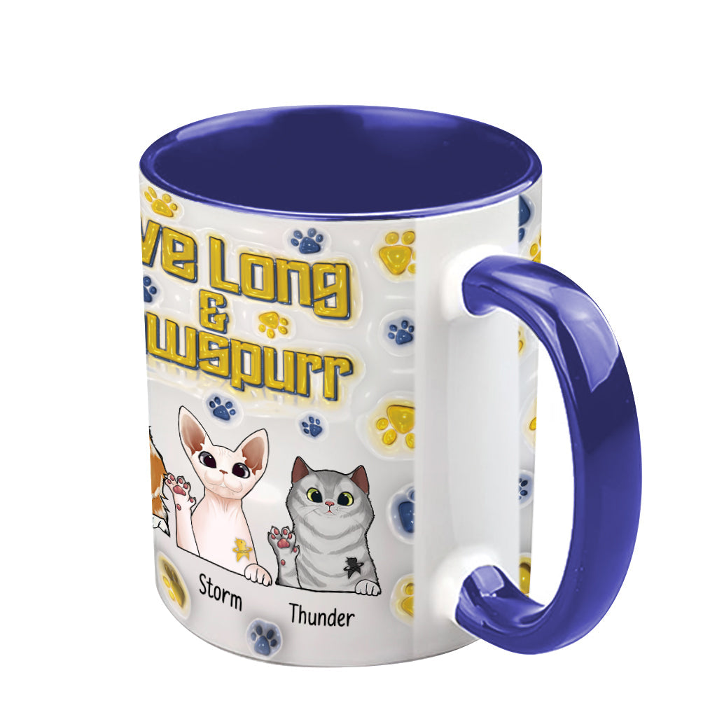 Personalized Accent Mug Live Long and Pawspurr Cat Design Gift for Pet Lovers Accent Mug GradoCreations