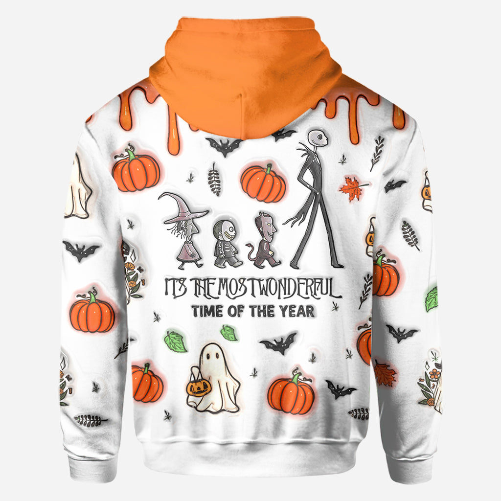 Personalized Autumn Skeleton All Over Shirt Custom Name Halloween Gift All Over Shirt GradoCreations