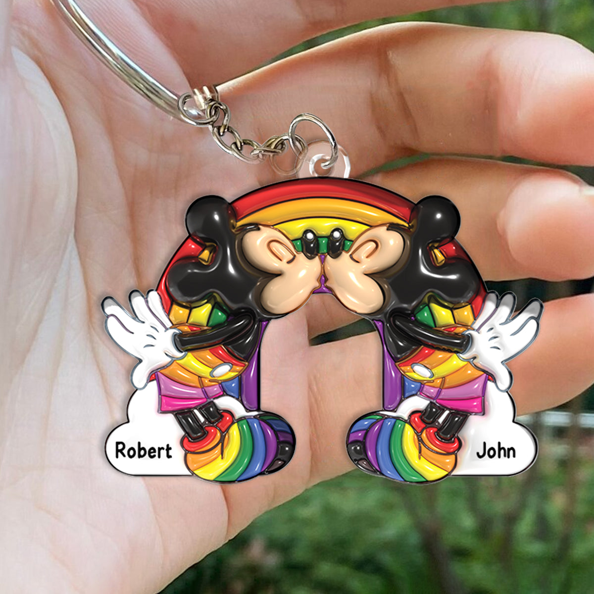 Personalized LGBT Support Keychain Custom Names for Couples Keychain GradoCreations