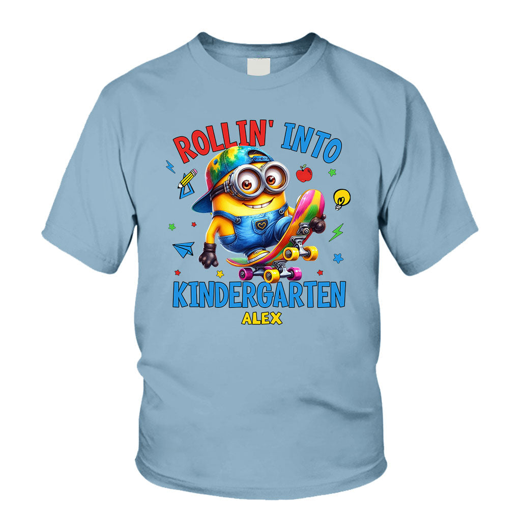 Personalized Kids T-Shirt Rollin Into Kindergarten Custom Name T-shirt & Hoodie GradoCreations