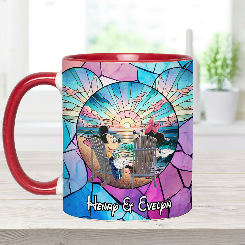 Personalized Ceramic Accent Mug with Sunset Design for Couples Accent Mug GradoCreations
