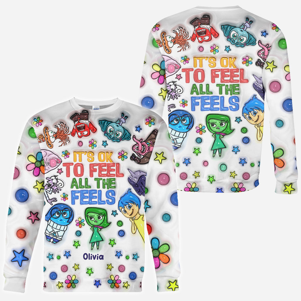 Personalized All Over Shirt with Fun 'All The Feels' Design for Kids All Over Shirt GradoCreations
