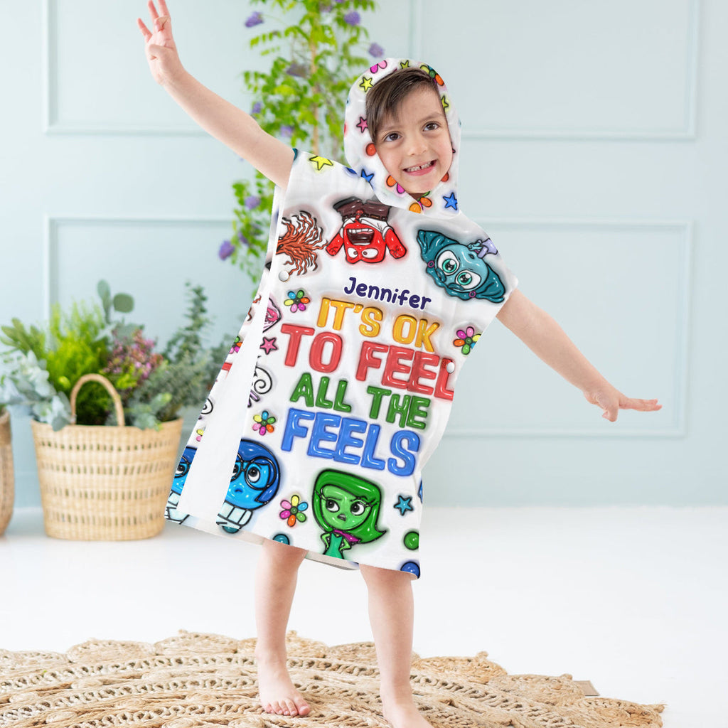 Personalized Kid Hooded Towel Poncho Custom Name Gift Kid Hooded Towel Poncho GradoCreations