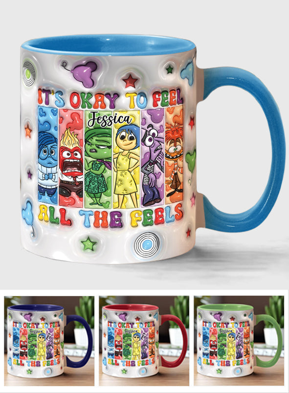 Personalized Accent Mug It's Okay To Feel All The Feels Gift for Birthday/Graduation Accent Mug GradoCreations