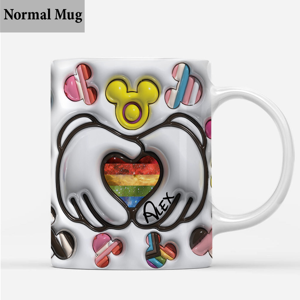 Personalized LGBT Support Mug with Custom Pride Flag Hands Mug GradoCreations